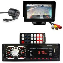 Rádio Mp3 Bluetooth + Tela Monitor Estacionar E Câmera De Ré - FIRST OPTION