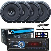 Radio Mp3 Blutuf Auto + 4 Alto Falantes 6 Polegadas + Antena - ORION