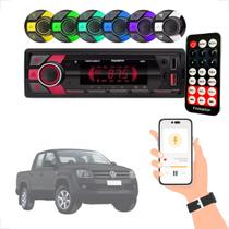Rádio MP3 Som Automotivo Bluetooth 7 Cores Amarok 2009 2010 2011 2012 2013 2014 2015 2016 até 2024