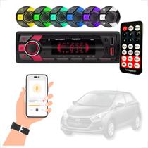 Rádio MP3 Som Automotivo Bluetooth 7 Cores HB20 2012 2013 2014 2015 2016 2017 2018 2019 2020 2021 2022