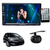 Rádio MP5 CarPlay Android Auto 2 Din + Câmera Ré Fit 2001 2002 2003 2004 2005 2006 2007 até 2021
