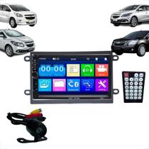 Rádio Multimidia MP5 2 Din com Câmera Ré e Moldura Onix Cobalt Prisma Spin Oni Joy Prisma Joy