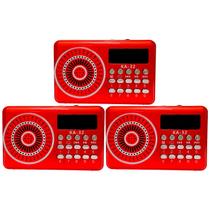 Rádio Pequeno De Pilha Recarregável Fm Usb Bluetooth De Bolso Para Mesa Cozinha Zona Rural Kit C/3