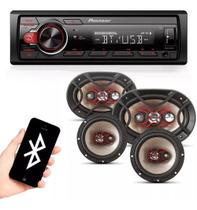 Rádio Pioneer Mp3 Bluetooth Fm Carro Automotivo + 4 Bravox - OESTESOM