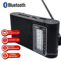 Rádio Portátil 3 Faixas Com Bluetooth, Entrada Para Pendrive P2 Bateria Recarregável - LE661