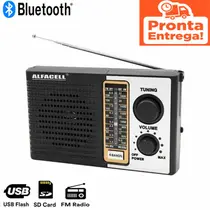 Rádio Portátil 4 Bandas Alfacell AL09 Lanterna USB Sd AM, FM, SW Alta Qualidade de Sintonia