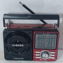Rádio Portátil AM/AF/Bluetooth com Lanterna Tomate MTJ-2002 - Potência 3W, Conexão Bluetooth, Suporte a Cartões SD/USB