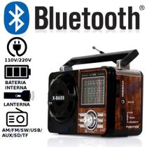 Radio Portatil Am e fm A Pilha Retro Vintage Antigo Recarregavel Com Bluettoth Lanterna e Usb