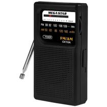 Rádio Portátil AM / FM MegaStar CX16A 0.5 watts a Pilha - Preto