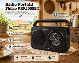 Radio Portatil AM/FM Philco PRR1005BT com Bluetooth 120V ~ 60HZ - Preto Radio Portatil AM/FM Philco PRR1005BT com Bluetooth 120V ~ 60HZ - Preto