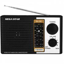 Radio Portatil AM/ FM/ SW/ TV Megastar RA18C 300 Watts P.M.P.O Bivolt - Preto/ Prata Radio Portatil AM/ FM/ SW/ TV Megastar RA18C 300 Watts P.M.P.O Bivolt - Preto/ Prata