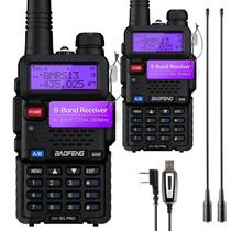 Rádio portátil BAOFENG UV-5G PRO GMRS, scanner e receptor UHF/VHF/Airband/220 MHz/350 MHz, compatível com repetidor GMRS, rádio bidirecional de longo alcance com cabo de programação ANT de 15,5”, suporte Chirp, pacote com 2 Rádio portátil BAOFENG UV-5G PRO GMRS, scanner e receptor UHF/VHF/Airband/220 MHz/350 MHz, compatível com repetidor GMRS, rádio bidirecional de longo alcance com cabo de programação ANT de 15,5”, suporte Chirp, pacote com 2