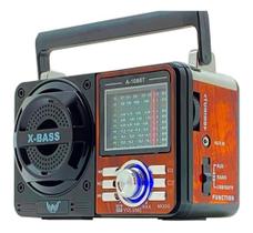 Rádio Portátil Bluetooth 9 Bandas FM AM SW Entrada USB SD TF e Graves Reforçados X-BASS Rádio Portátil Bluetooth 9 Bandas FM AM SW Entrada USB SD TF e Graves Reforçados X-BASS
