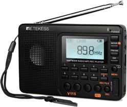Radio portátil digital retekess v115 despertador