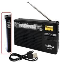 Rádio Portátil FM/AM/SW1-2 C/Lanterna E Bateria Recarregável LE-607 Cor:Preto