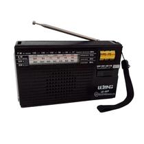 Rádio portátil fm/am/sw1-2 preto com lanterna e bateria recarregável le-607