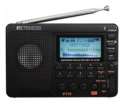 Rádio Portátil Gravador E Mp3 Player Retekess V115 Multiband AM/FM/SW