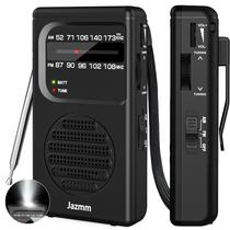 Rádio portátil Jazmm AM/FM com alto-falante de 3W, lanterna e clipe