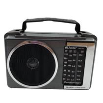 Rádio Portátil Livstar Prata 4 Faixas AM FM Bivolt 110V e 220V Pilha ou Tomada com Alça e Antena Retro