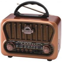 Radio Portatil Mega Star RX309BTG AM/FM - Dourado/Marrom