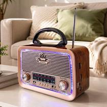 Rádio Portátil Multifuncional Lanterna LED Caixa de Som Bluetooth USB Amadeirado Rádio Portátil Multifuncional Lanterna LED Caixa de Som Bluetooth USB Amadeirado
