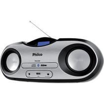 Rádio Portátil Philco - Bluetooth, CD, MP3, USB, Aux. e FM Controle Remoto 15W RMS Bivolt Preto/Branco - PB329BT