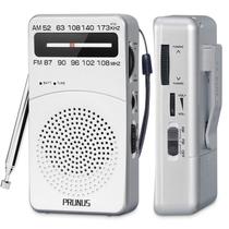 Rádio portátil PRUNUS J-166 AM/FM com luz de sintonia