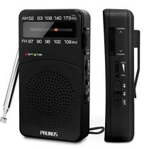 Rádio portátil PRUNUS J-166 AM/FM, operado por bateria
