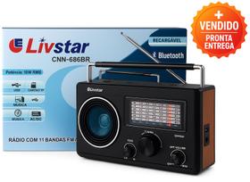 Rádio Portátil Retrô Antigo Bluetooth Recarregável 11 Bandas FM AM SW USB TF Som 10W RMS Rádio Portátil Retrô Antigo Bluetooth Recarregável 11 Bandas FM AM SW USB TF Som 10W RMS