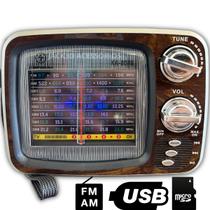 Rádio Portátil Retro Antigo Vintage Visual Tv Alto FM Pendrive USB Am