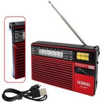 Rádio Portátil Retro Banda AM FM SW Com Lanterna Lateral Recarregável LE607