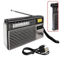 Rádio Portátil Retro Banda AM FM SW Com Lanterna Lateral Recarregável LE607PA