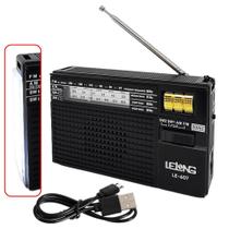 Rádio Portátil Retro Banda AM FM SW Com Lanterna Lateral Recarregável LE607PR