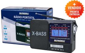 Rádio Portátil Retrô X-Bass Som Potente USB Cartão TF Aux FM AM SW Multifunção Completo Alta Qualidade