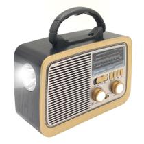 Rádio Portátil Vintage Retrô Recarregável Bluetooth AM FM SD Card Aux USB Lanterna Bivolt Kapbom