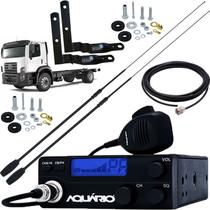 Rádio Px 40 Canais + 2 Antena Argentina Black Cabo 5,5m Suportes Dianteiro VW Constellation