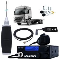 Rádio Px 40 Canais RP-40 Antena Maria Mole Inox 2,70m Cabo 5,5 Suporte Mercedes Benz Carona Atego Parafusos Anti Furto