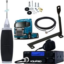 Rádio Px 40 Canais RP-40 Antena Maria Mole Inox 2,70m Cabo 5,5m Suporte Traseiro Nova Scania Carona Parafusos