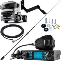 Rádio Px 80 Canais Antena Argentina Black Cabo 5,5m Suporte Dianteiro Carona Mb Axor Parafusos
