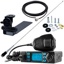 Rádio Px 80 Canais Antena Inox 1,62m B-2070 Cabo 5,5m com Conectores Suporte Carroceria Caminhonete