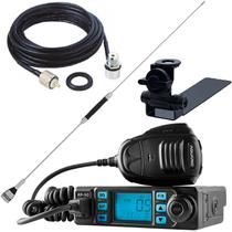 Rádio Px 80 Canais RP-50 Antena Bobina no Centro 67cm Cabo 5,5m Suporte Adaptável Caminhonete