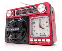 Radio Relógio Caixa De Som Bluetooth Recarregável Vermelho - Altomex