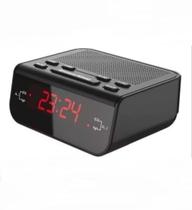 Rádio Relógio Despertador Digital De Mesa Am/Fm Preto Bivolt LE-673