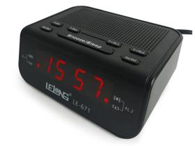 Rádio Relógio Digital De Mesa Com Alarme Lelong Le-671 110/220v Preto Fm Am