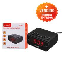 Rádio Relógio Digital Despertador com Visor LED Vermelho e Rádio AM FM Bivolt
