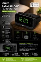Rádio Relógio Philco PAR1012BTGR com FM e Bluetooth Bivolt Preto Rádio Relógio Philco PAR1012BTGR com FM e Bluetooth Bivolt Preto