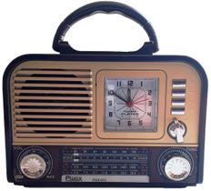 Rádio Relógio Retrô vintage Aux Usb Pendrive Cartão Am Fm Sw