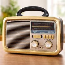 Rádio retrô altomex ad-3088 am/fm bluetooth usb recarregavel