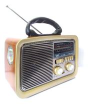 Rádio Retro Am Fm Sw Usb Bateria Recarregável Aux Sd Vintage - Gold