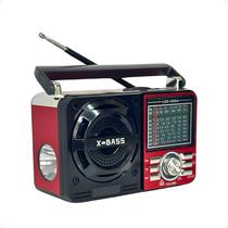 Rádio Retrô AM FM USB Receptor 9 Bandas Recarregável Lelong LE616